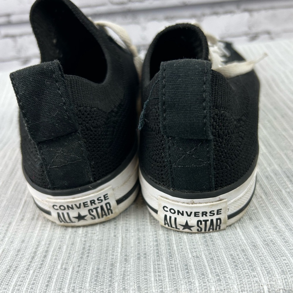 All Star Chuck Taylor Converse low top black kids knit slip ons shoes size 2 - Picture 5 of 8